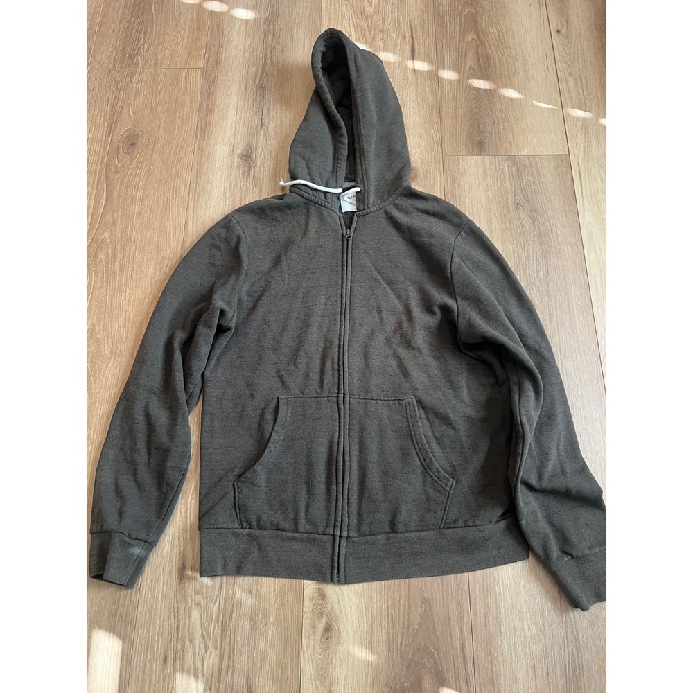 Old Navy Men's L Charcoal Gray Full Zip Fleece Hoodie Sweatshirt Cotton Blend